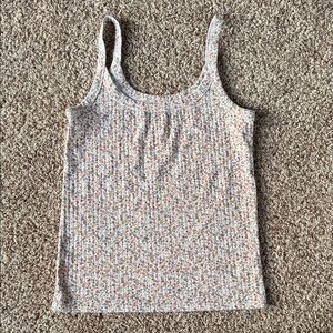 Arie Women’s Ribbed Tank Top - large White with Orange & Green Floral Print